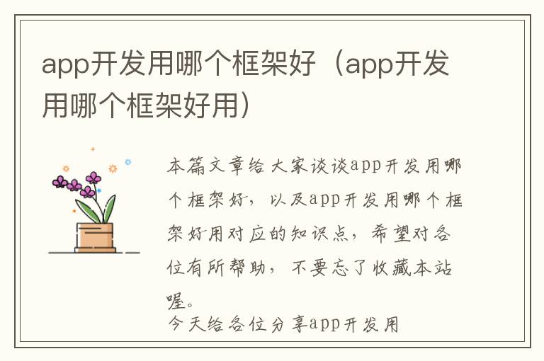 app开发用哪个框架好(app开发用哪个框架好用)