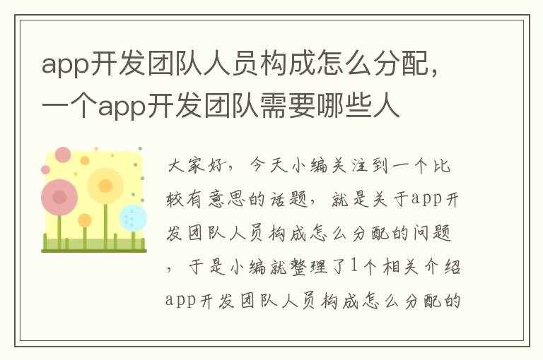 app开发团队人员构成怎么分配,一个app开发团队需要哪些人