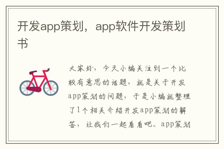 开发app策划,app软件开发策划书