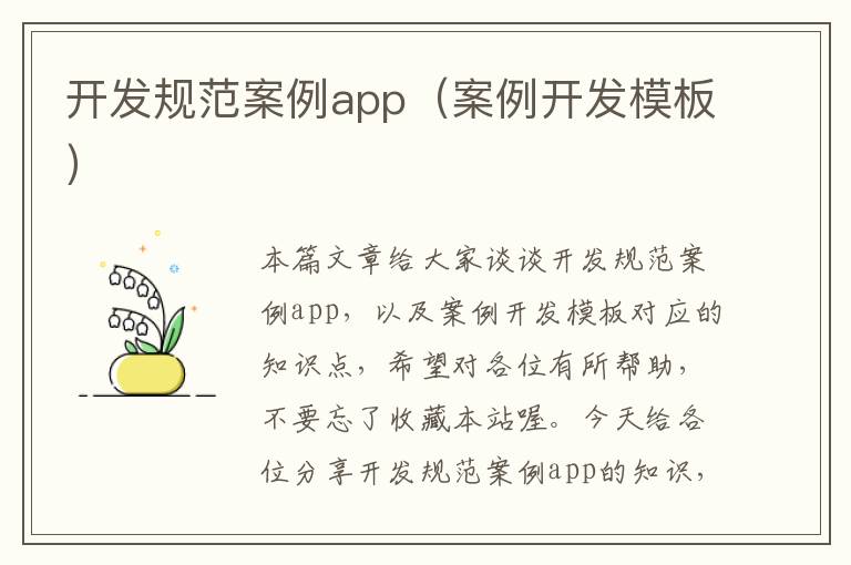 开发规范案例app(案例开发模板)