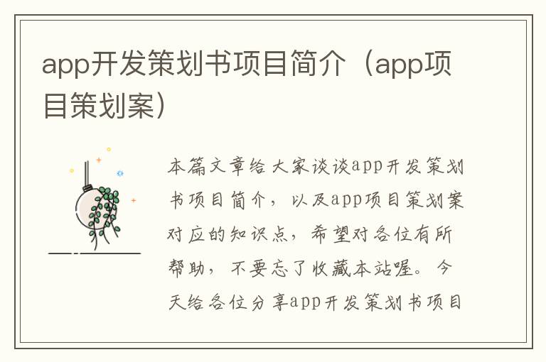 app开发策划书项目简介(app项目策划案)