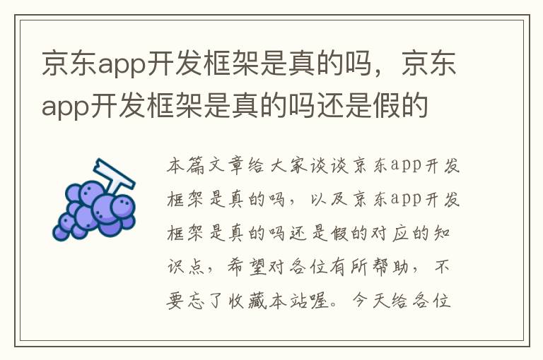京东app开发框架是真的吗,京东app开发框架是真的吗还是假的