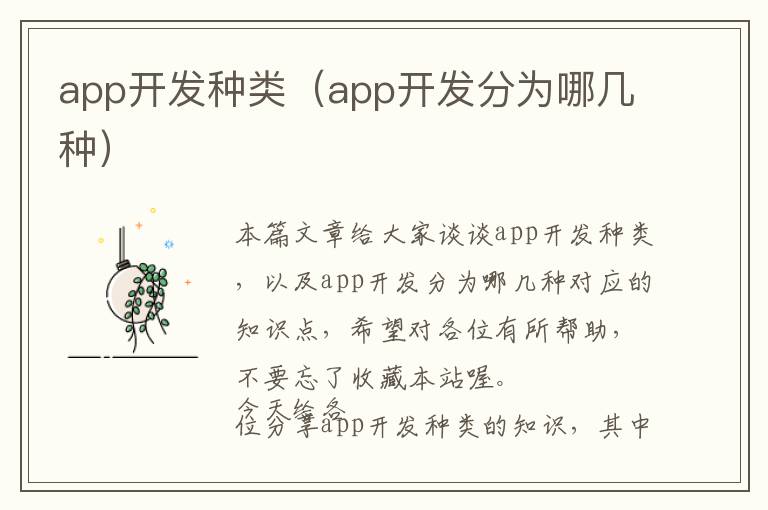 app开发种类(app开发分为哪几种)