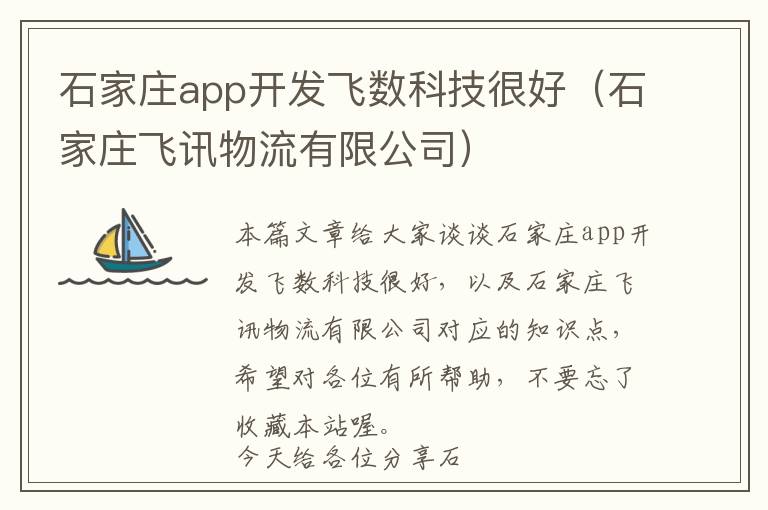 石家庄app开发飞数科技很好(石家庄飞讯物流有限公司)