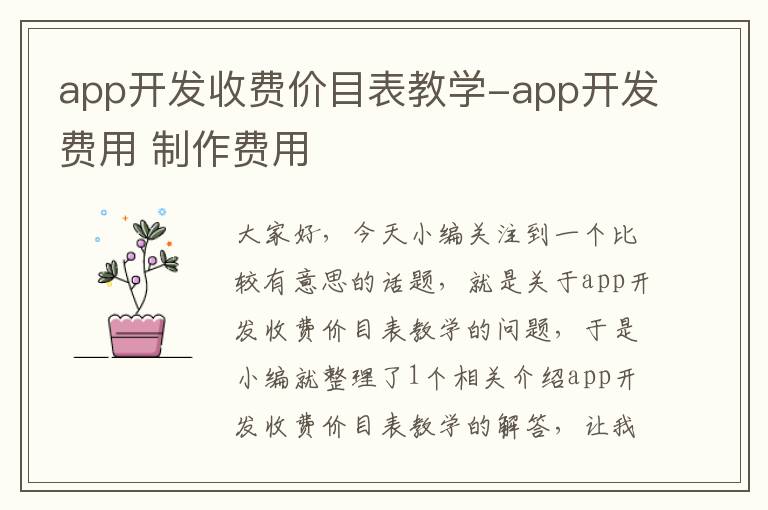 app开发收费价目表教学-app开发费用 制作费用