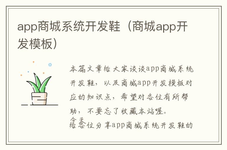 app商城系统开发鞋(商城app开发模板)