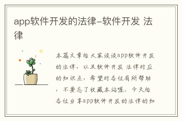 app软件开发的法律-软件开发 法律
