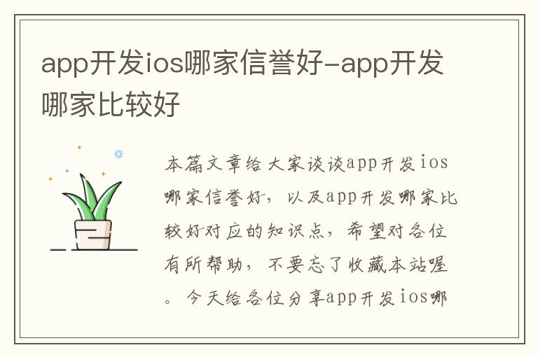 app开发ios哪家信誉好-app开发哪家比较好