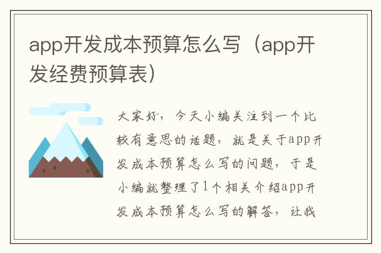 app开发成本预算怎么写(app开发经费预算表)
