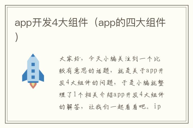 app开发4大组件（app的四大组件）