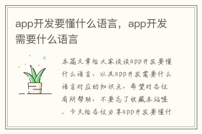app开发要懂什么语言,app开发需要什么语言