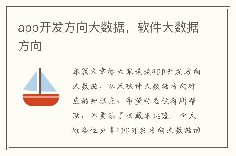 app开发方向大数据,软件大数据方向