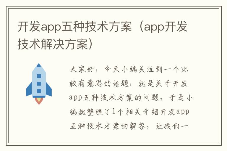开发app五种技术方案(app开发技术解决方案)