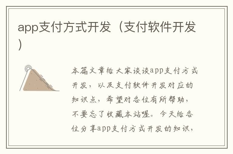 app支付方式开发(支付软件开发)