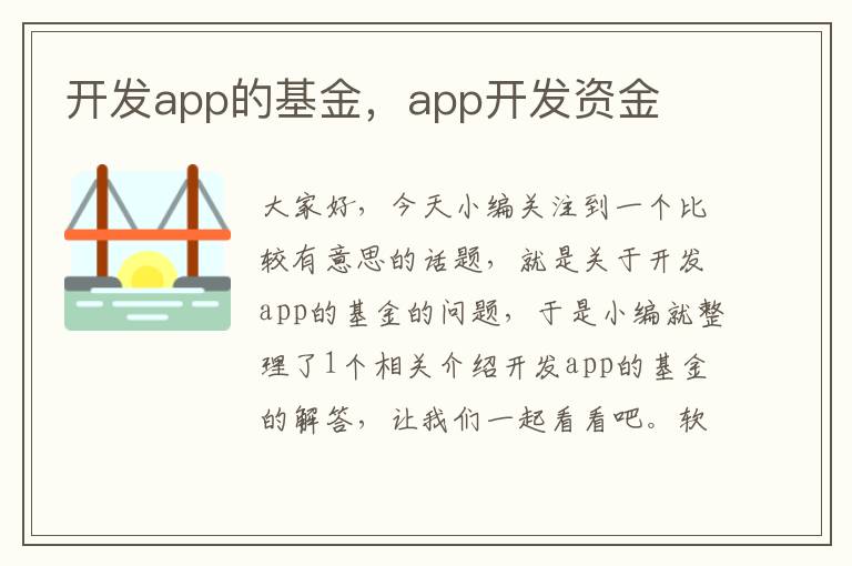 开发app的基金,app开发资金
