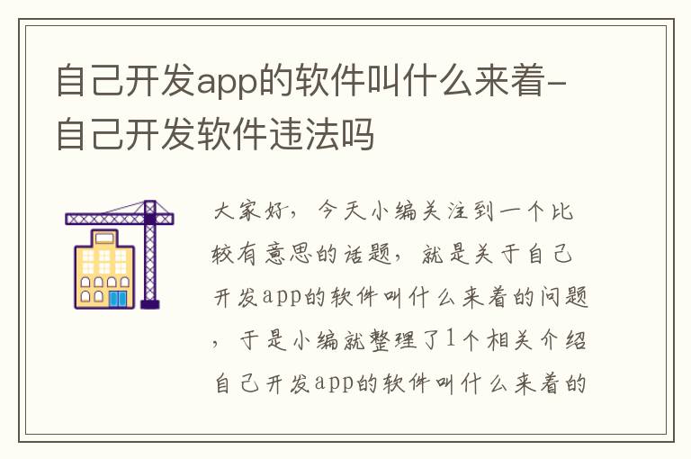 自己开发app的软件叫什么来着-自己开发软件违法吗