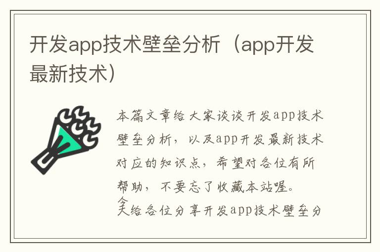 开发app技术壁垒分析(app开发最新技术)