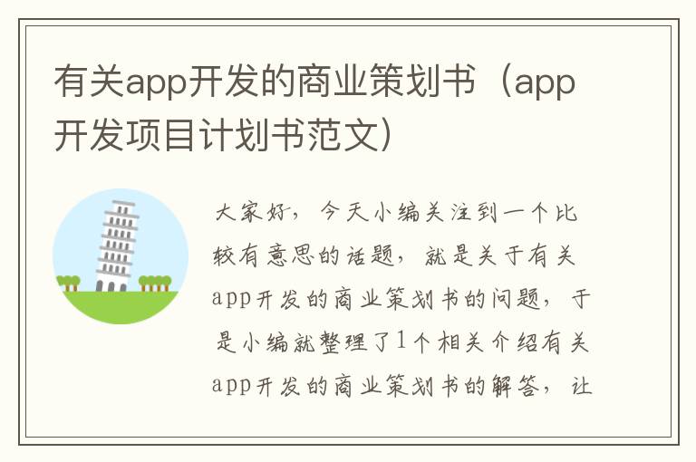 有关app开发的商业策划书(app开发项目计划书范文)