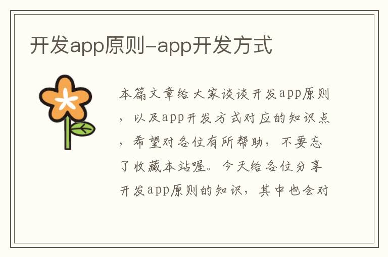 开发app原则-app开发方式