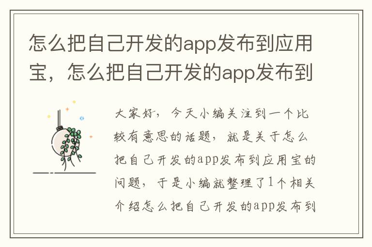 怎么把自己开发的app发布到应用宝,怎么把自己开发的app发布到应用宝里面