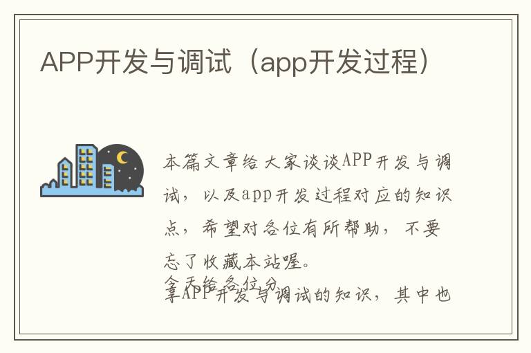 APP开发与调试(app开发过程)