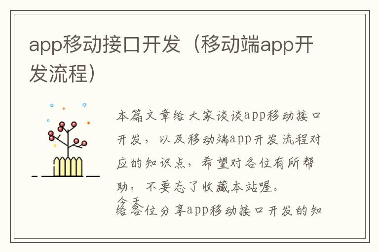 app移动接口开发(移动端app开发流程)