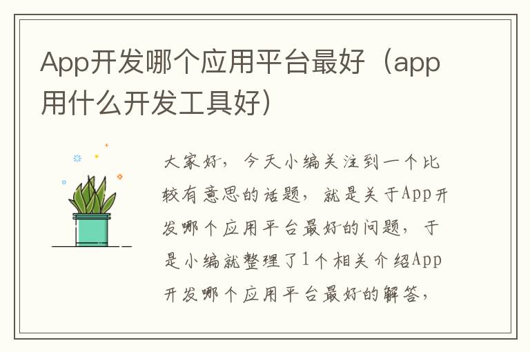 App开发哪个应用平台最好(app用什么开发工具好)