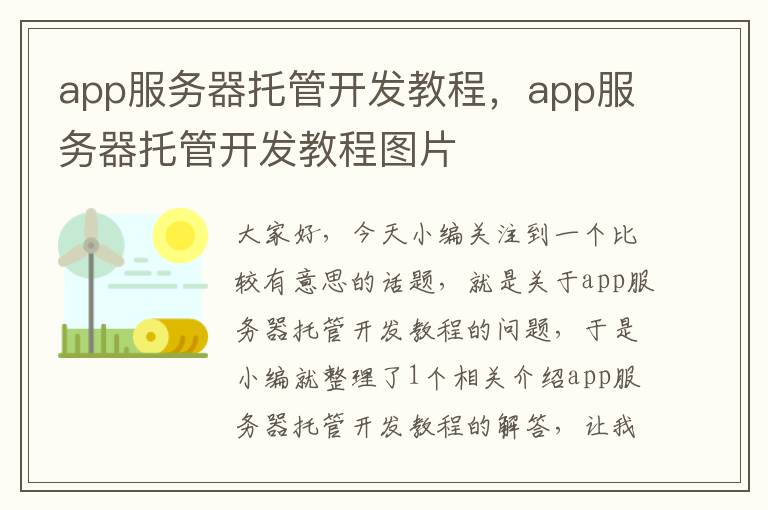app服务器托管开发教程,app服务器托管开发教程图片