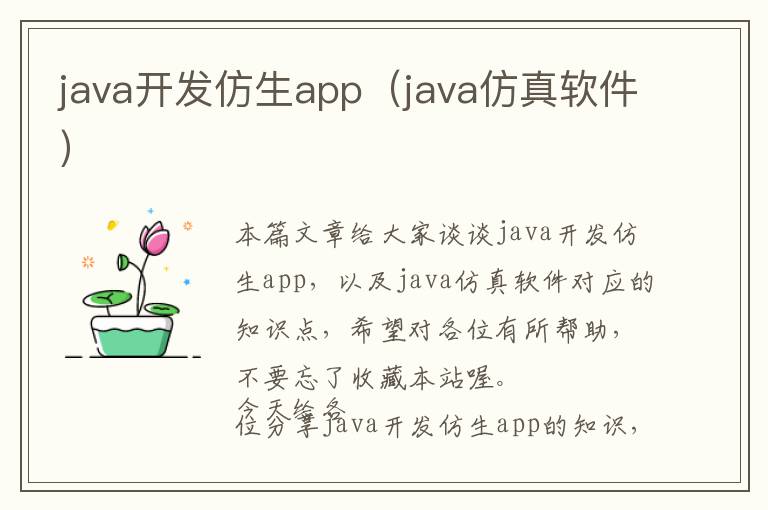 java开发仿生app(java仿真软件)