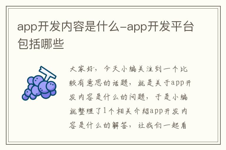 app开发内容是什么-app开发平台包括哪些