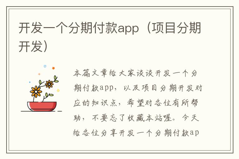 开发一个分期付款app(项目分期开发)