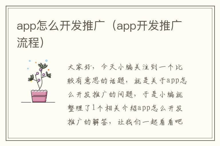 app怎么开发推广(app开发推广流程)