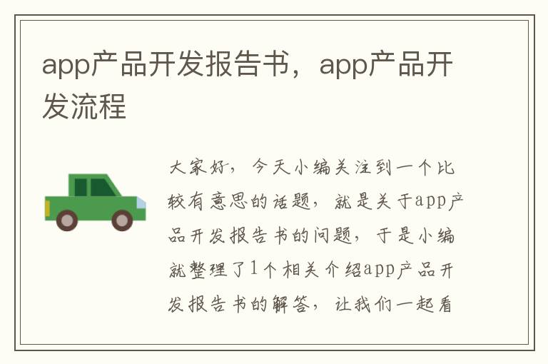 app产品开发报告书,app产品开发流程