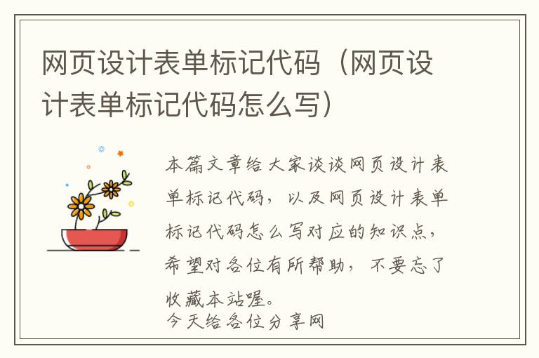 网页设计表单标记代码(网页设计表单标记代码怎么写)