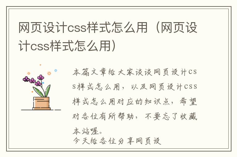 网页设计css样式怎么用(网页设计css样式怎么用)