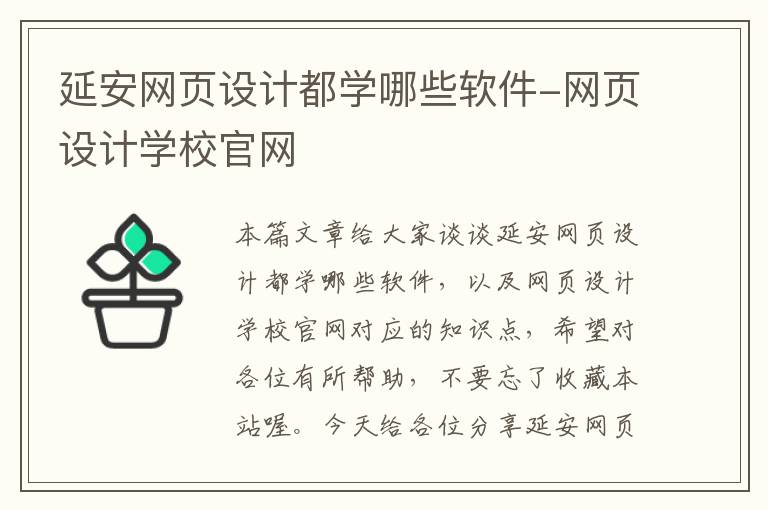 延安网页设计都学哪些软件-网页设计学校官网