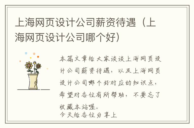 上海网页设计公司薪资待遇(上海网页设计公司哪个好)