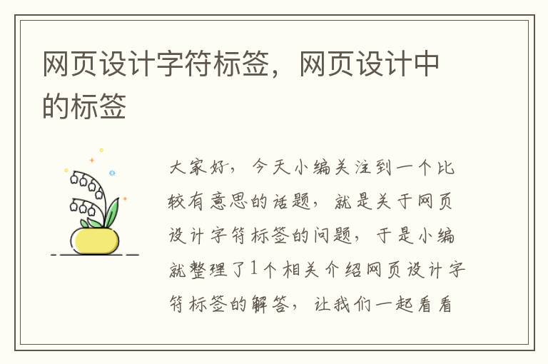 网页设计字符标签,网页设计中的标签