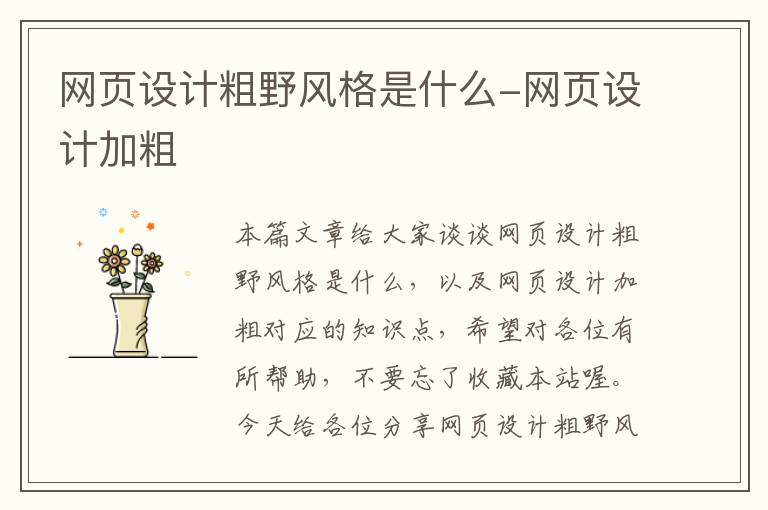 网页设计粗野风格是什么-网页设计加粗