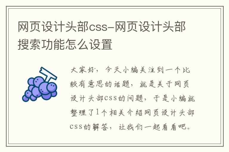 网页设计头部css-网页设计头部搜索功能怎么设置
