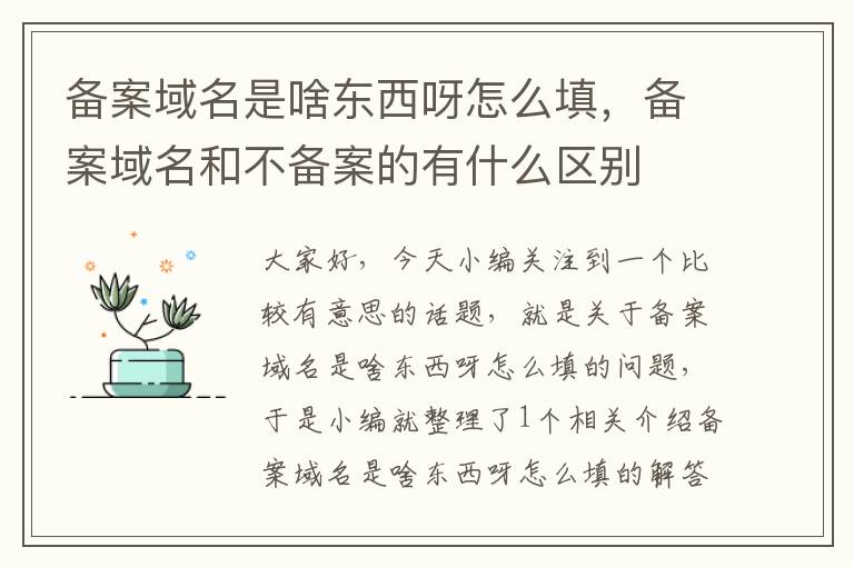 备案域名是啥东西呀怎么填,备案域名和不备案的有什么区别