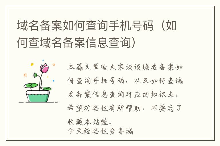 域名备案如何查询手机号码(如何查域名备案信息查询)