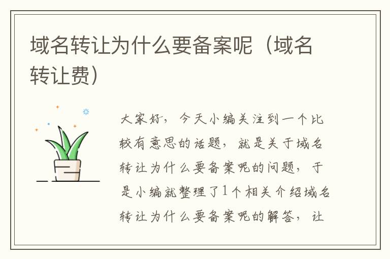 域名转让为什么要备案呢(域名转让费)