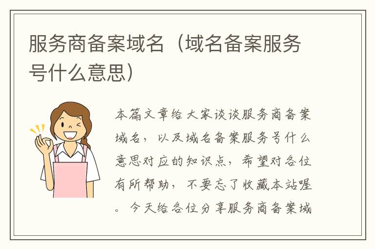 服务商备案域名(域名备案服务号什么意思)