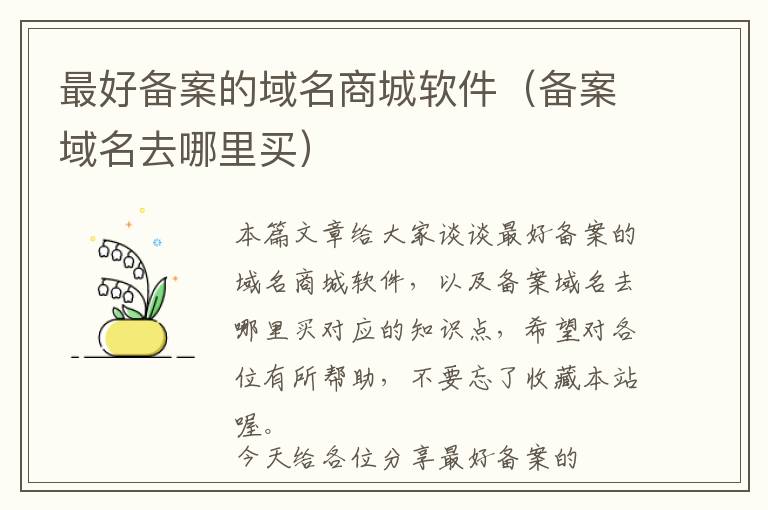 最好备案的域名商城软件(备案域名去哪里买)