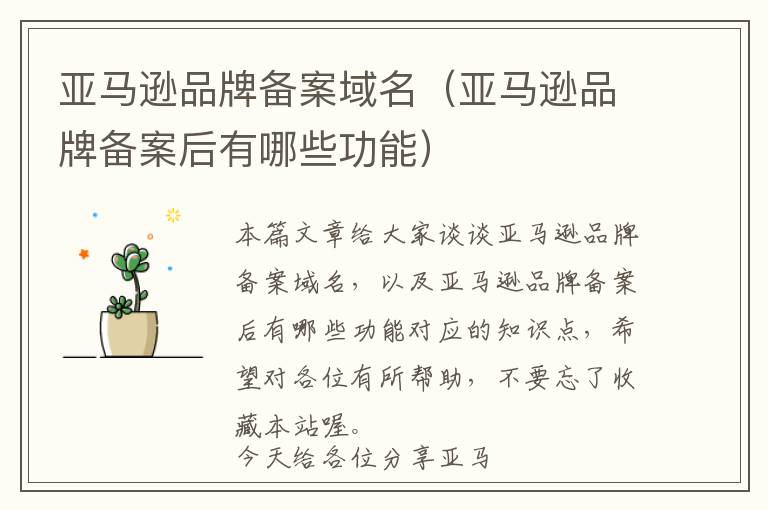 亚马逊品牌备案域名(亚马逊品牌备案后有哪些功能)
