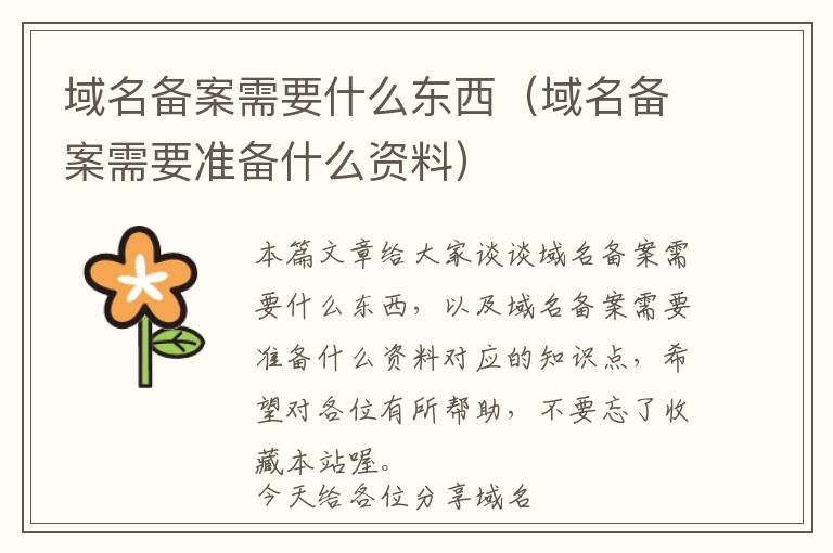 域名备案需要什么东西(域名备案需要准备什么资料)