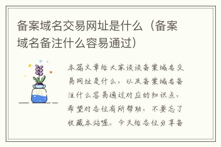 备案域名交易网址是什么(备案域名备注什么容易通过)