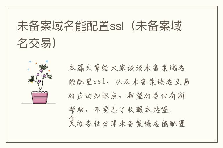 未备案域名能配置ssl(未备案域名交易)