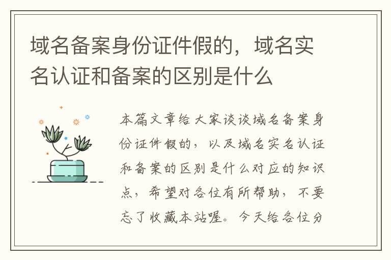 域名备案身份证件假的,域名实名认证和备案的区别是什么